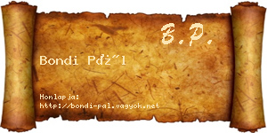 Bondi Pál névjegykártya